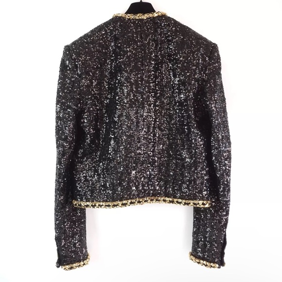 Balmain Runway Short Sequin Jacket With Decorative Golden Details In Black/Gold - Picture 4 of 11